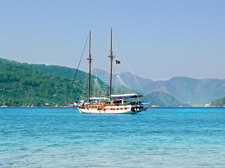 White ship near antalya photo